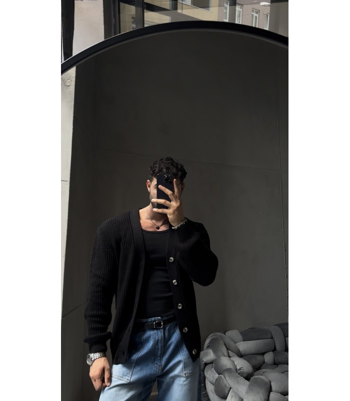 OVERSİZE CROP KESİM DÜĞME DETAYLI HIRKA