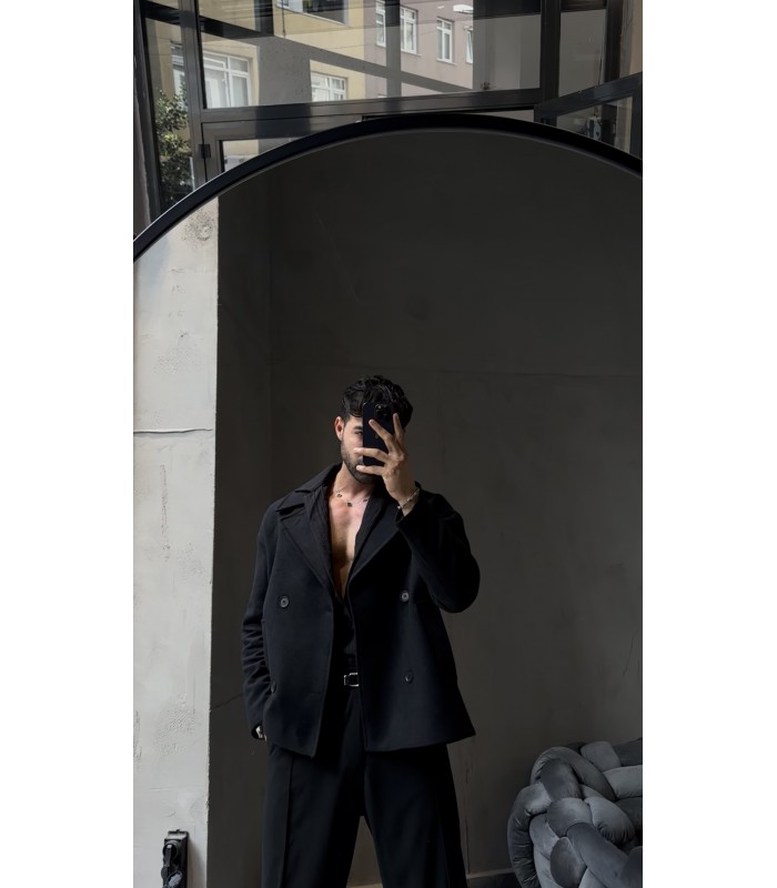 CROP KESİM OVERSİZE DÜĞME DETAYLI CEKET