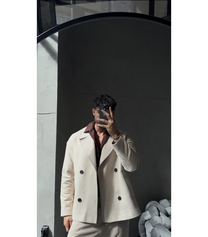 CROP KESİM OVERSİZE DÜĞME DETAYLI CEKET