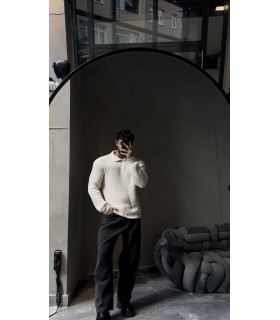 DÜĞME DETAYLI OVERSİZE POLO YAKA KAZAK