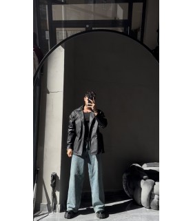 OVESİZE KEMER DETAYLI  DERİ CEKET