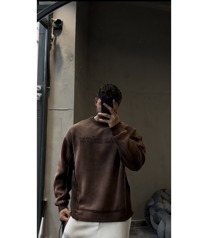 YENİ SEZON ÖZEL DETAYLI YIKAMA KUMAŞ SWEATSHİRT