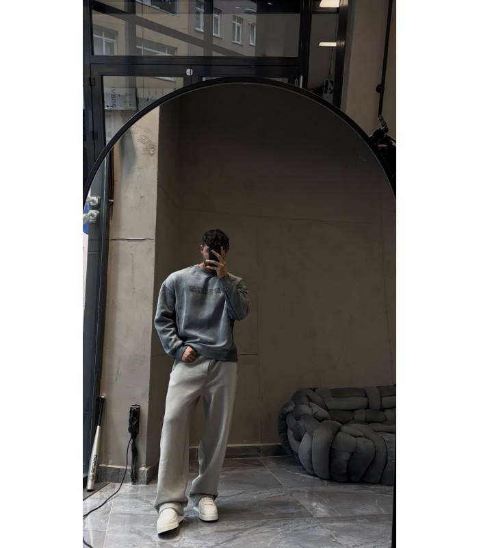 YENİ SEZON ÖZEL DETAYLI YIKAMA KUMAŞ SWEATSHİRT