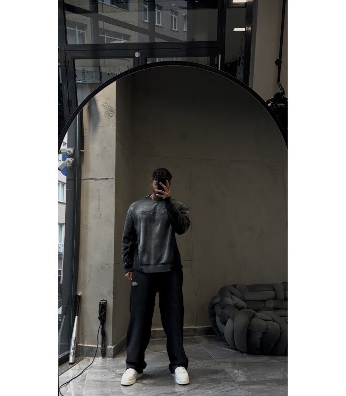 YENİ SEZON ÖZEL DETAYLI YIKAMA KUMAŞ SWEATSHİRT