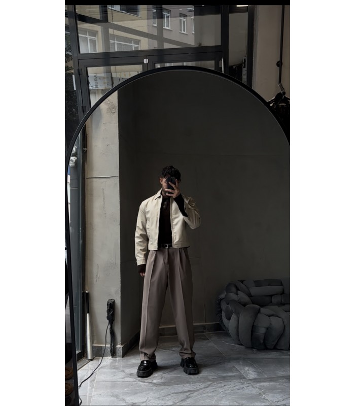 OVERSİZE CROP KESİM YÜKSEK KALİTE DERİ CEKET