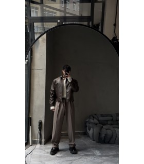 OVERSİZE CROP KESİM YÜKSEK KALİTE DERİ CEKET