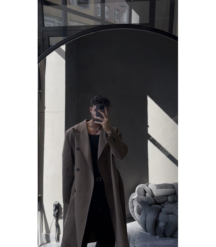 YENİ SEZON OVERSİZE KEMER DETAYLI KAŞE KABAN