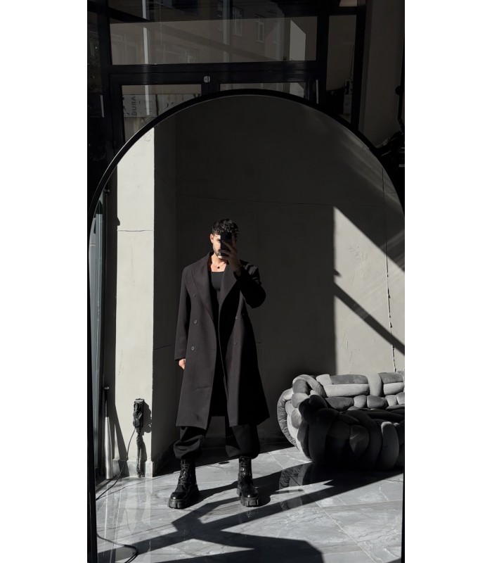 YENİ SEZON OVERSİZE KEMER DETAYLI KAŞE KABAN