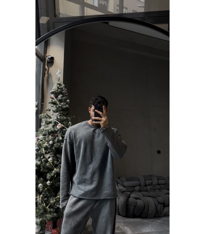 YIKAMA KUMAŞ YAN ŞERİT DETAYLI OVERSİZE EŞOFMAN TAKIM