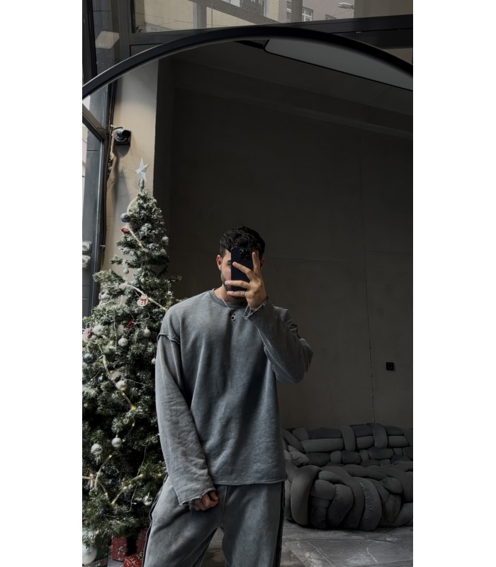 YIKAMA KUMAŞ YAN ŞERİT DETAYLI OVERSİZE EŞOFMAN TAKIM