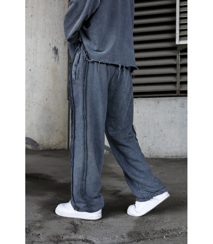 YAN ŞERİT DETAYLI YIKAMA KUMAŞ BAGGY EŞOFMAN