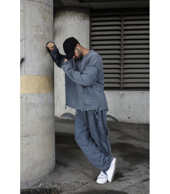 YIKAMA KUMAŞ YAN ŞERİT DETAYLI OVERSİZE EŞOFMAN TAKIM