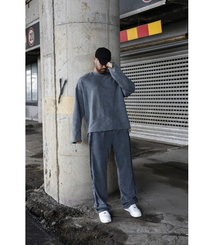 YIKAMA KUMAŞ YAN ŞERİT DETAYLI OVERSİZE EŞOFMAN TAKIM