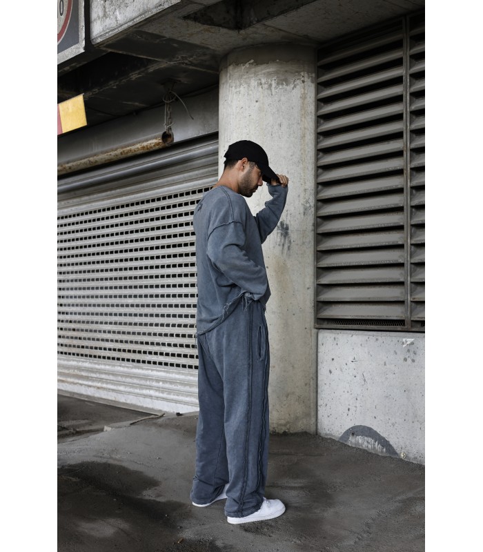 YIKAMA KUMAŞ YAN ŞERİT DETAYLI OVERSİZE EŞOFMAN TAKIM