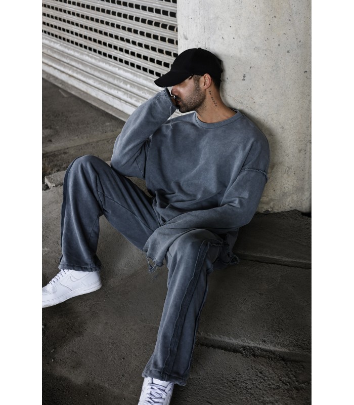 YIKAMA KUMAŞ YAN ŞERİT DETAYLI OVERSİZE EŞOFMAN TAKIM