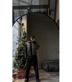 Oversize bomber yeni sezon arka yazı detaylı deri ceket