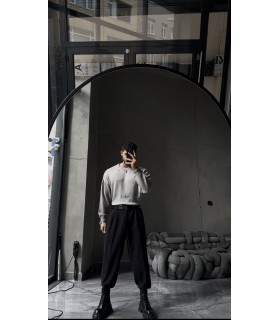 OVERSİZE BİSİKLET YAKA YIRTMAÇ DETAYLI KAZAK