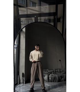 OVERSİZE BİSİKLET YAKA YIRTMAÇ DETAYLI KAZAK