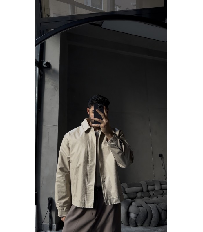 OVERSİZE YÜKSEK KALİTE POLO YAKA DETAYLI DERİ CEKET