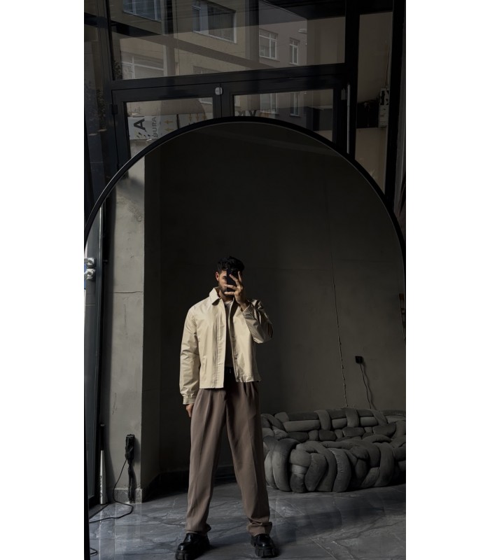 OVERSİZE YÜKSEK KALİTE POLO YAKA DETAYLI DERİ CEKET