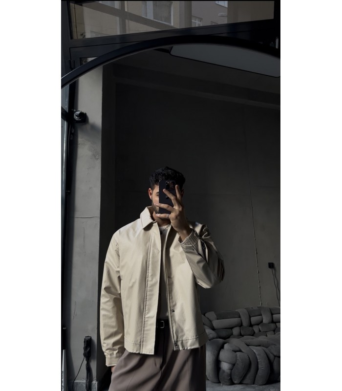 OVERSİZE YÜKSEK KALİTE POLO YAKA DETAYLI DERİ CEKET