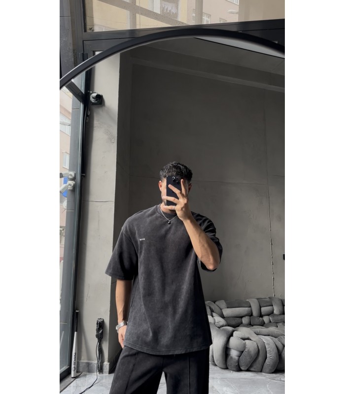 OVERSİZE YIKAMA KUMAŞ ÖN ÇİFT DETAYLI EŞOFMAN TAKIM