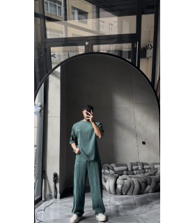 OVERSİZE YIKAMA KUMAŞ ÖN ÇİFT DETAYLI EŞOFMAN TAKIM