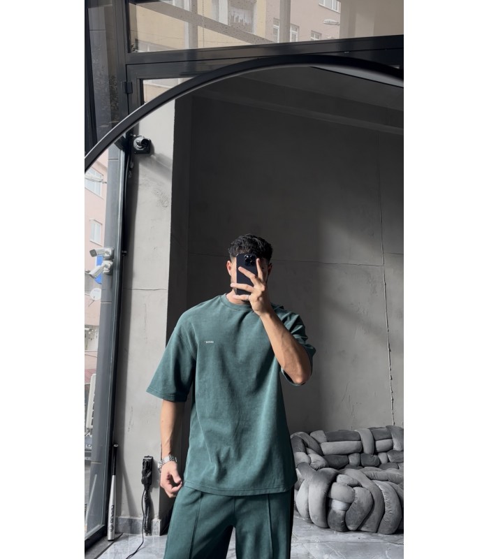 OVERSİZE YIKAMA KUMAŞ ÖN ÇİFT DETAYLI EŞOFMAN TAKIM