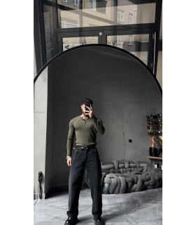 Hakim yaka düğme detaylı likralı tirko