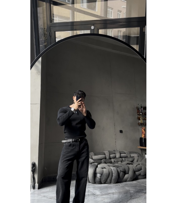 Hakim yaka düğme detaylı likralı tirko