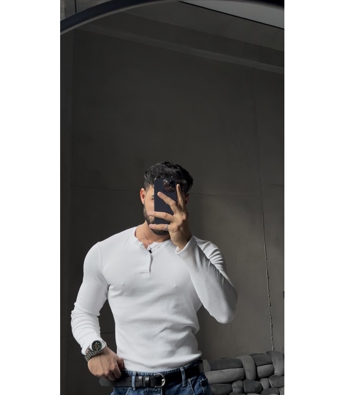 Hakim yaka düğme detaylı likralı tirko