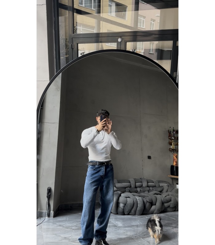 Hakim yaka düğme detaylı likralı tirko