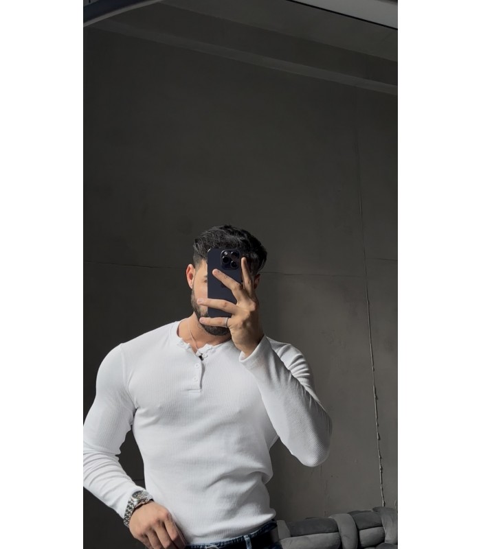 Hakim yaka düğme detaylı likralı tirko