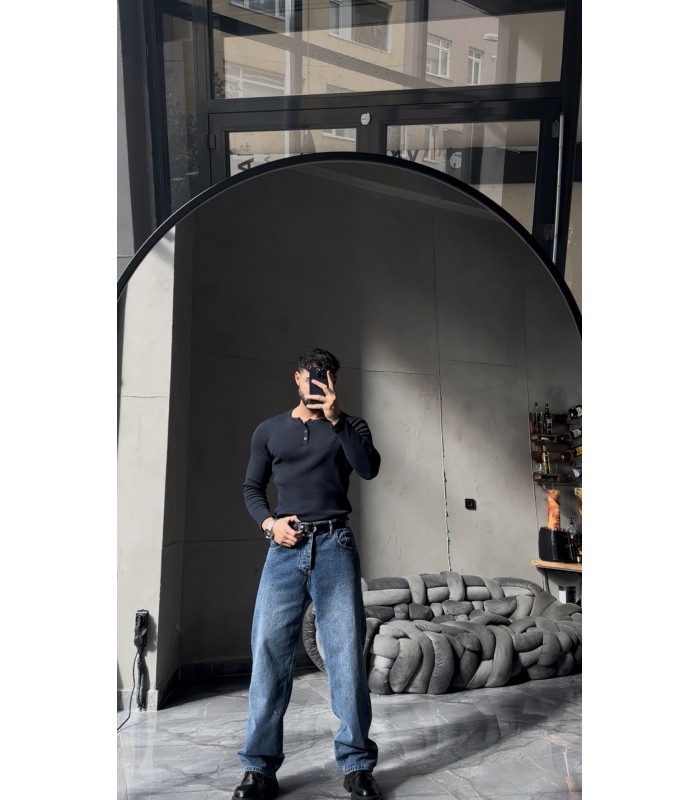 Hakim yaka düğme detaylı likralı tirko