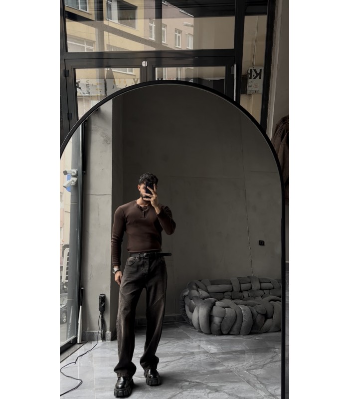 Hakim yaka düğme detaylı likralı tirko