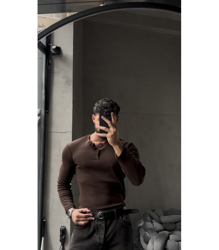 Hakim yaka düğme detaylı likralı tirko