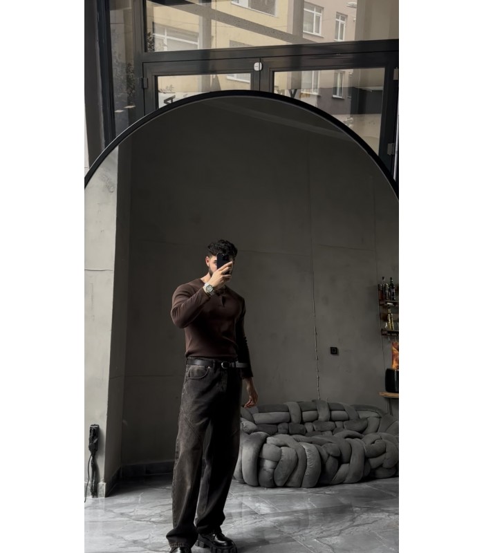 Hakim yaka düğme detaylı likralı tirko