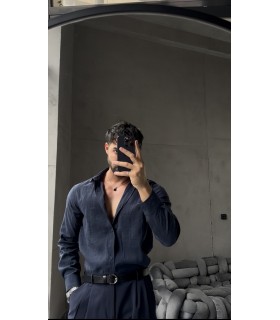 ÖZEL DESEN DETAYLI TENSEL KUMAŞ GÖMLEK