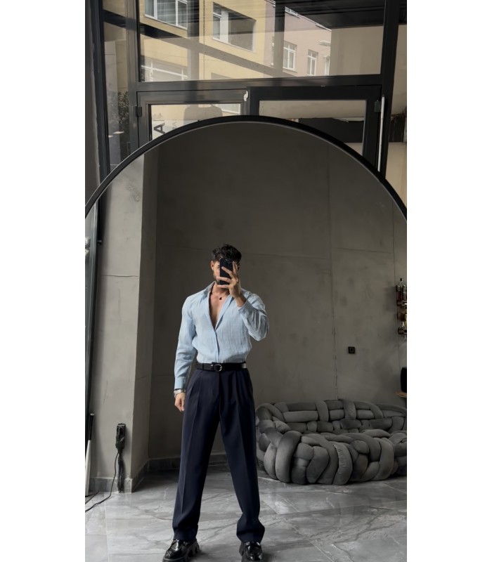 ÖZEL DESEN DETAYLI TENSEL KUMAŞ GÖMLEK