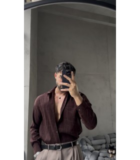 ÖZEL DESEN DETAYLI TENSEL KUMAŞ GÖMLEK