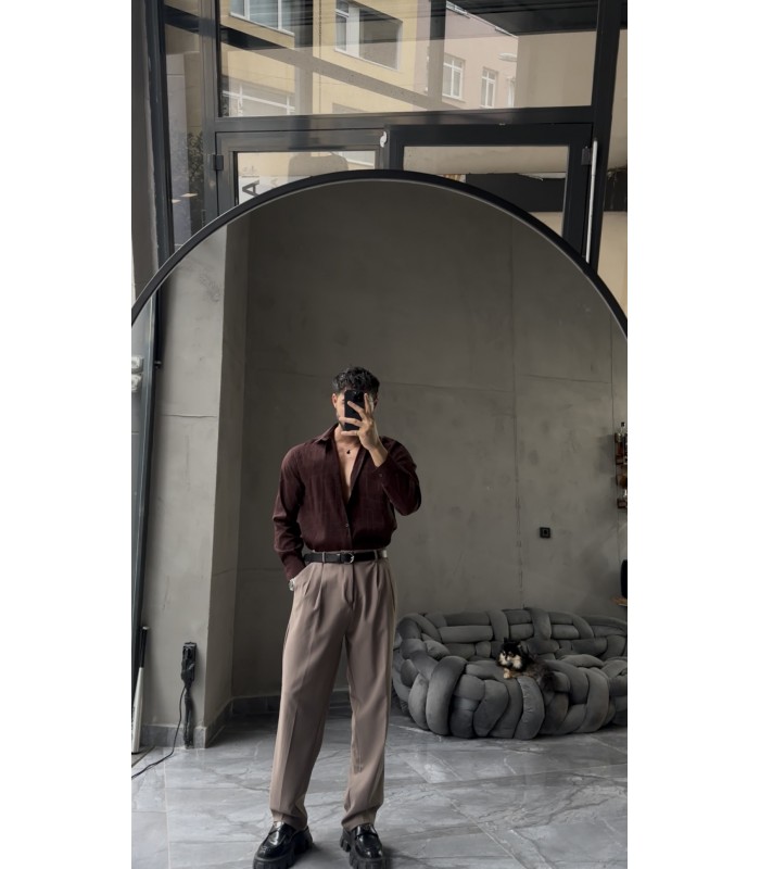 ÖZEL DESEN DETAYLI TENSEL KUMAŞ GÖMLEK