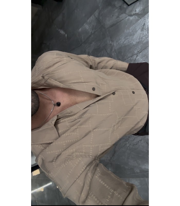 ÖZEL DESEN DETAYLI TENSEL KUMAŞ GÖMLEK