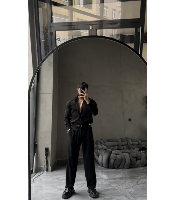 ÖZEL DESEN DETAYLI TENSEL KUMAŞ GÖMLEK