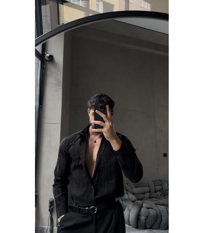 ÖZEL DESEN DETAYLI TENSEL KUMAŞ GÖMLEK