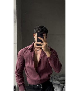 ÖZEL DESEN DETAYLI TENSEL KUMAŞ GÖMLEK