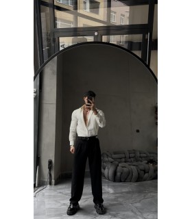 ÖZEL DESEN DETAYLI TENSEL KUMAŞ GÖMLEK