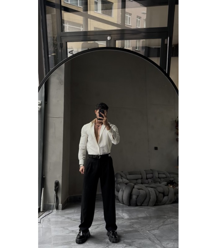 ÖZEL DESEN DETAYLI TENSEL KUMAŞ GÖMLEK