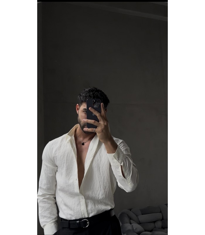 ÖZEL DESEN DETAYLI TENSEL KUMAŞ GÖMLEK