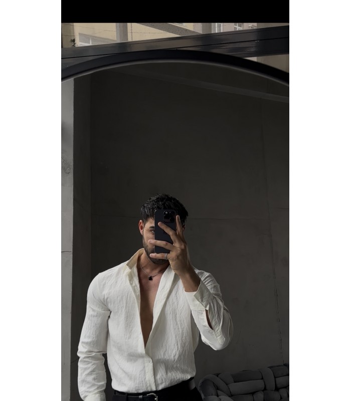 ÖZEL DESEN DETAYLI TENSEL KUMAŞ GÖMLEK