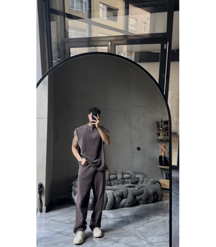 SIFIR KOL YIKAMA KUMAŞ OVERSİZE TSHIRT